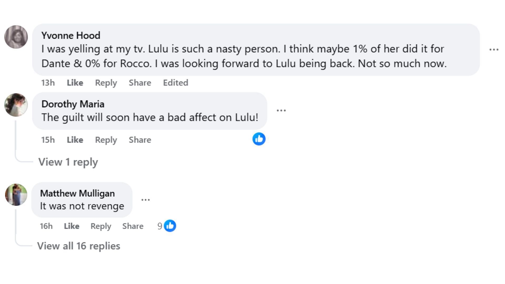 Comments by fans on the post (Image via Facebook/Greta Walsh)